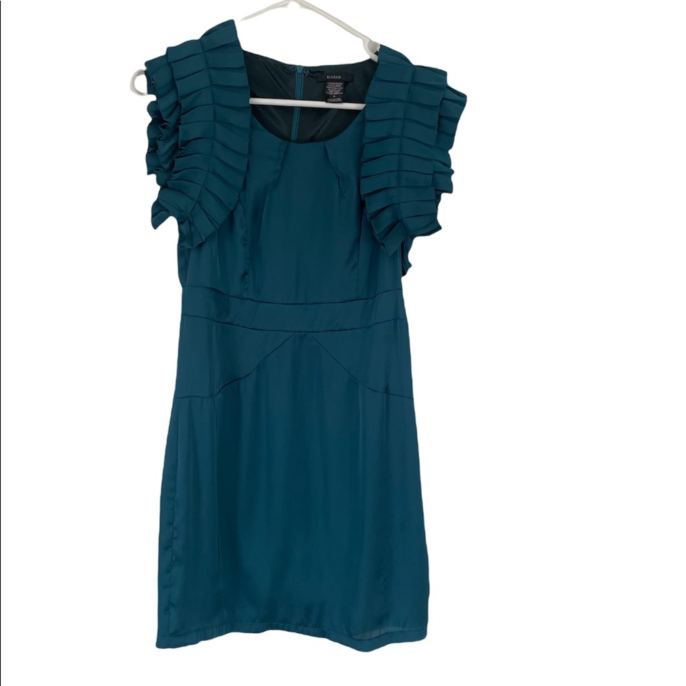 Silk Teal Butterfly sleeve cocktail dress